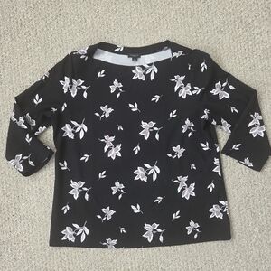 Ann Taylor Long Sleeve Blouse with Floral Design